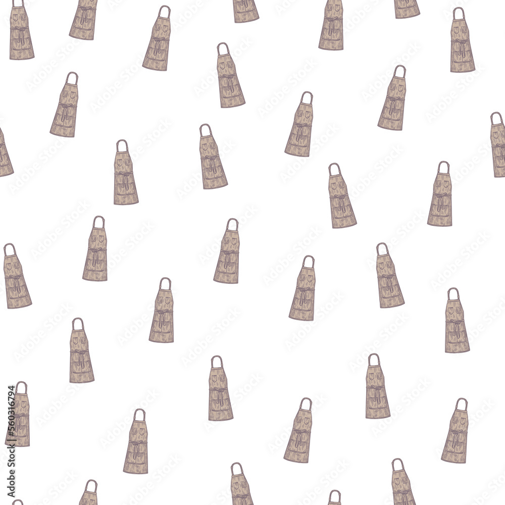Aprons engraved seamless pattern. Vintage background for kitchen in ...