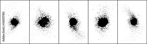 Set of black grainy texture isolated on white background. Dust overlay. Dark noise granules. Digitally generated image. Vector design elements. Illustration  Eps 10.