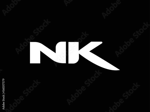 Creative Minimalist Letter NK Logo Design , Minimal KN Monogram
