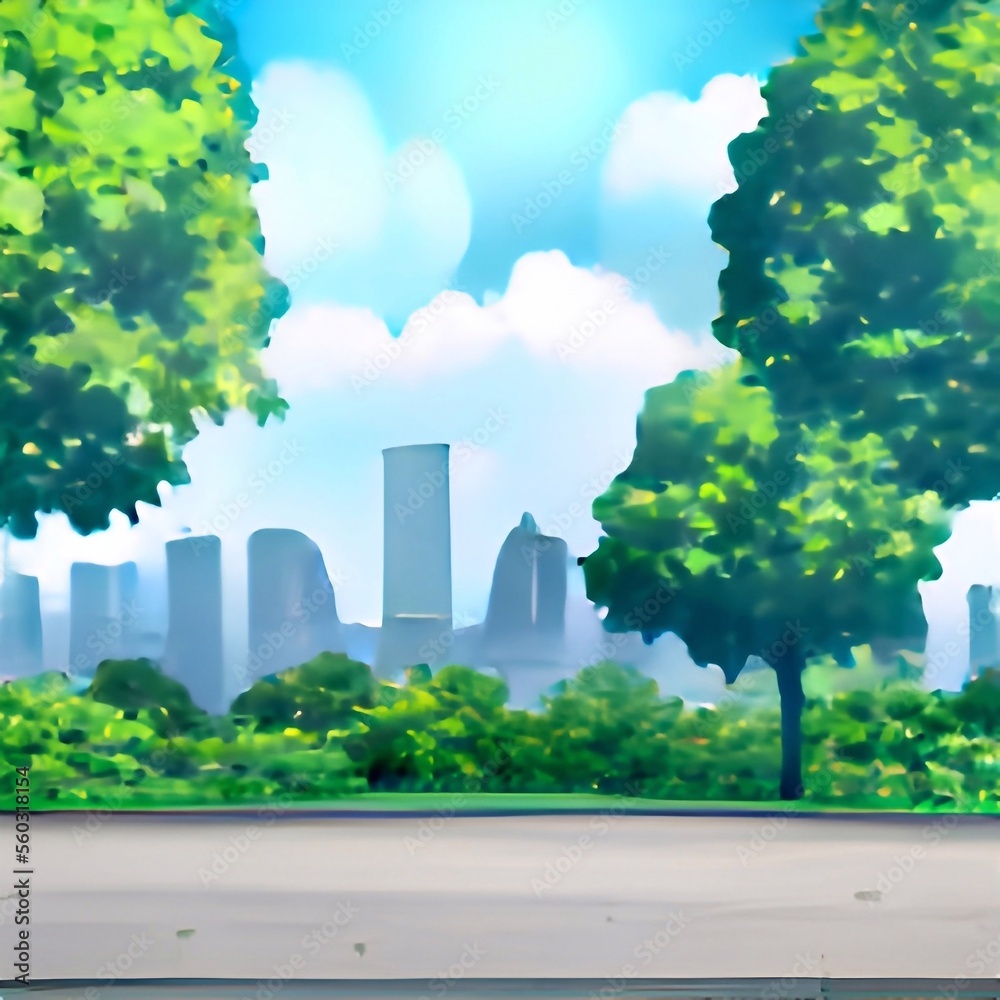 Park with trees 2d Anime scenery Background Park with trees 2d Anime scenery Background