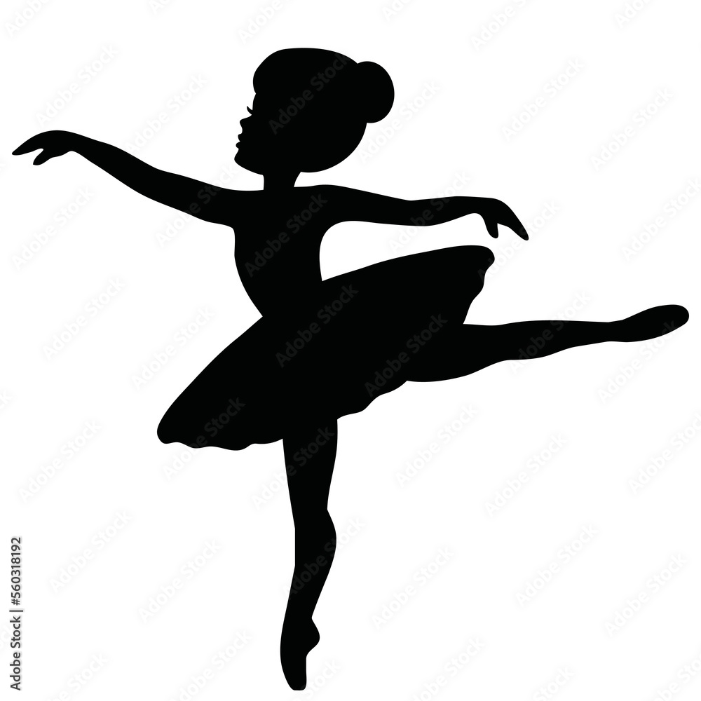 Pretty ballerina silhouette vector cartoon illustration Stock Vector
