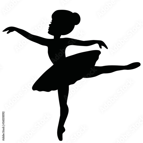 Pretty ballerina silhouette vector cartoon illustration