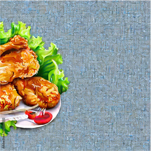 Fritiertes Huhn mit Salat