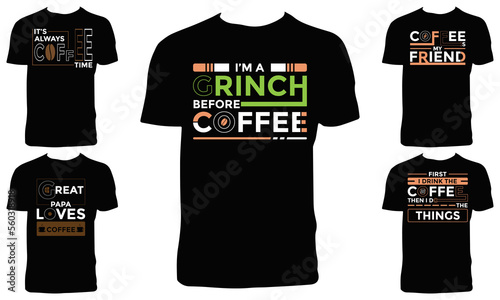 Coffee Typography T Shirt Design Bundle Vector Illustration 