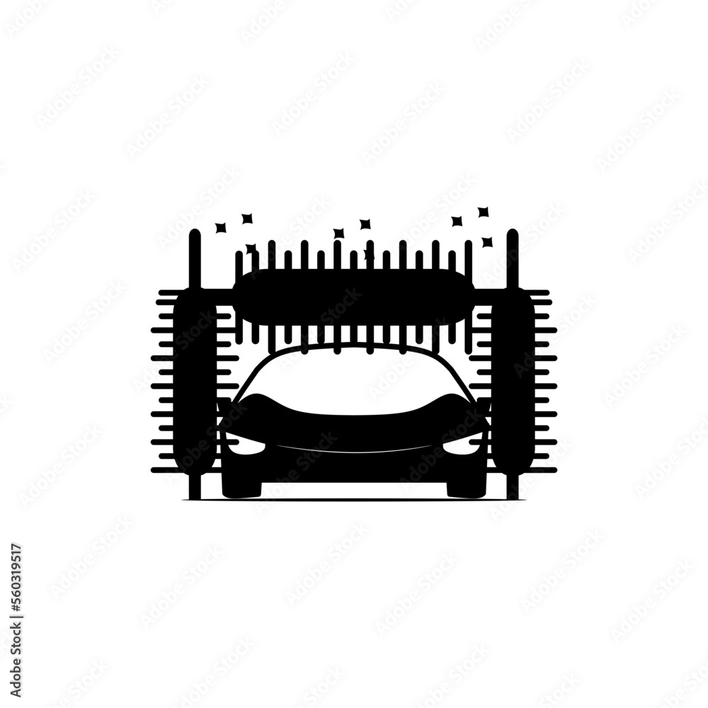 Car wash. Automatic carwash vector icon. Cleaning transport vehicles. Carwash by auto cleaning machines.