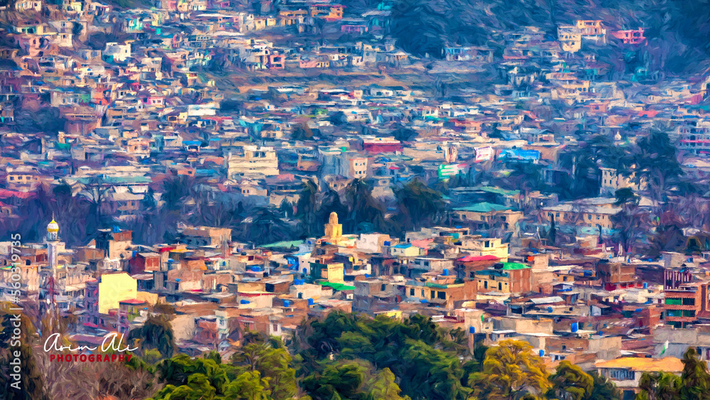 Photo painting - panorama of the Ana capri city