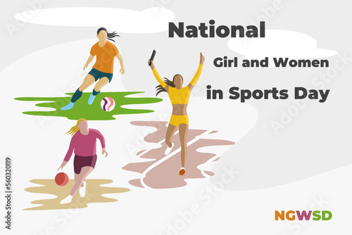 Illustration vector graphic of national girl and women in sports day