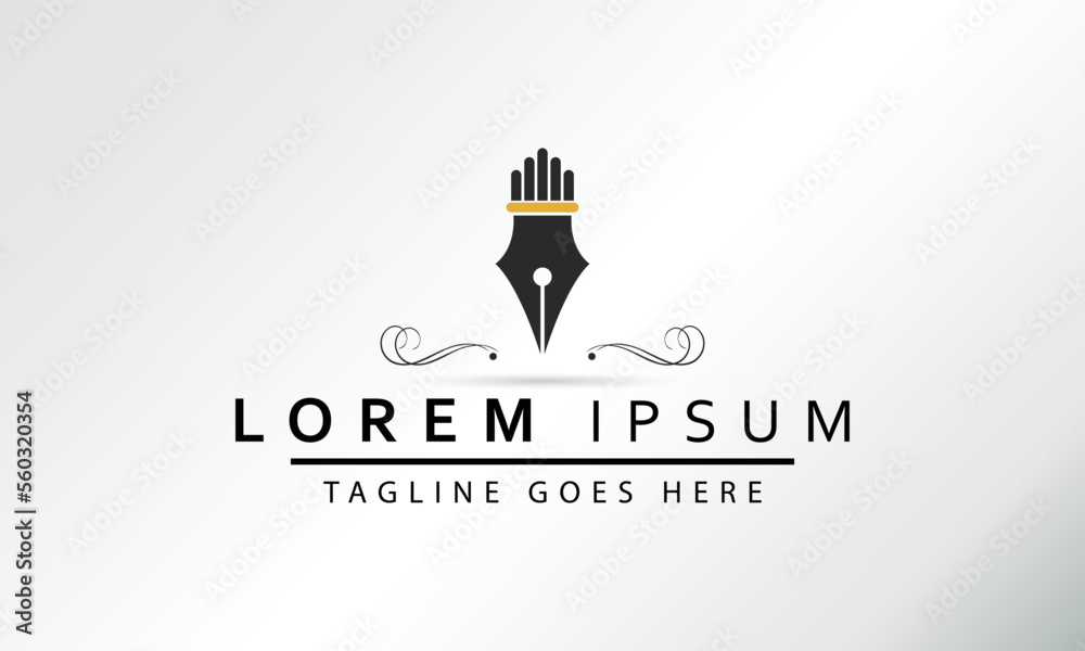 Signature Logo template logo design. pen concept, orange and dark blue color. Vector illustrator. Signature Logo template logo design. pen concept, orange and dark blue color. Vector illustrator.