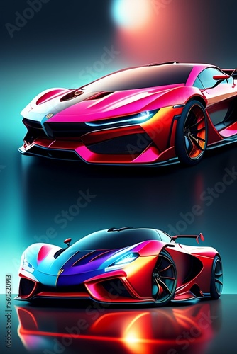 Colorful cars on a slick surface