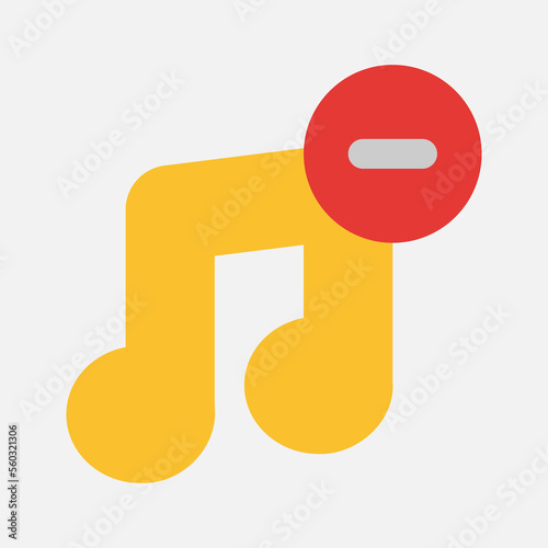 Delete music icon in flat style about multimedia, use for website mobile app presentation