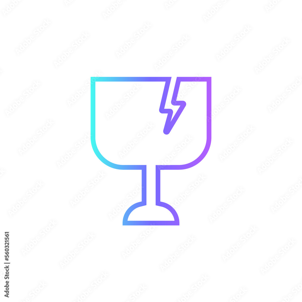Fragile delivery service icon with blue gradient outline style. Related to order tracking, delivery home, warehouse, truck, scooter, courier and cargo icons. Shipping symbol. Vector illustration Fragile delivery service icon with blue gradient outline style. Related to order tracking, delivery home, warehouse, truck, scooter, courier and cargo icons. Shipping symbol. Vector illustration