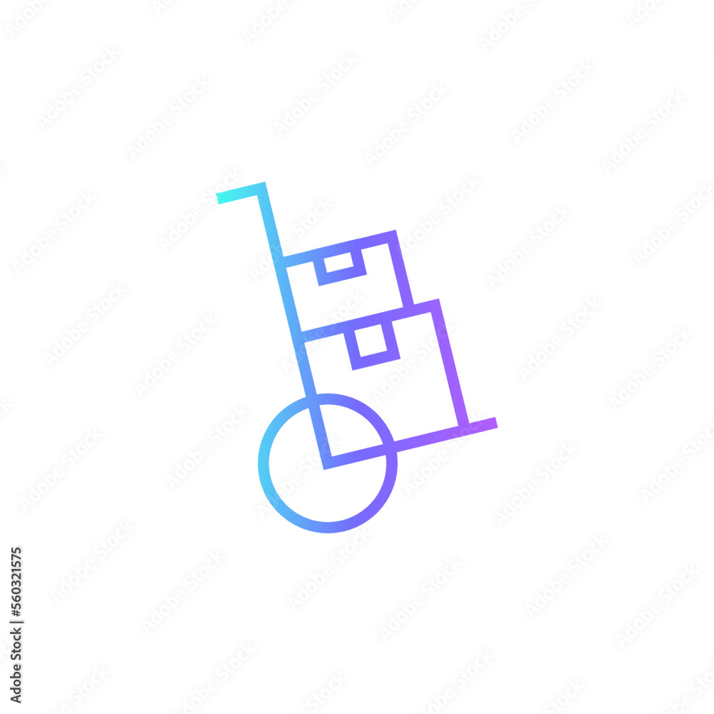 Trolley delivery service icon with blue gradient outline style. Related to order tracking, delivery home, warehouse, truck, scooter, courier and cargo icons. Shipping symbol. Vector illustration Trolley delivery service icon with blue gradient outline style. Related to order tracking, delivery home, warehouse, truck, scooter, courier and cargo icons. Shipping symbol. Vector illustration