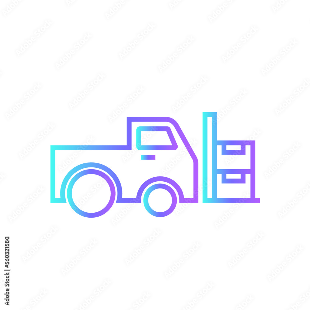 Load car delivery service icon with blue gradient outline style. Related to order tracking, delivery home, warehouse, truck, scooter, courier and cargo icons. Shipping symbol. Vector illustration