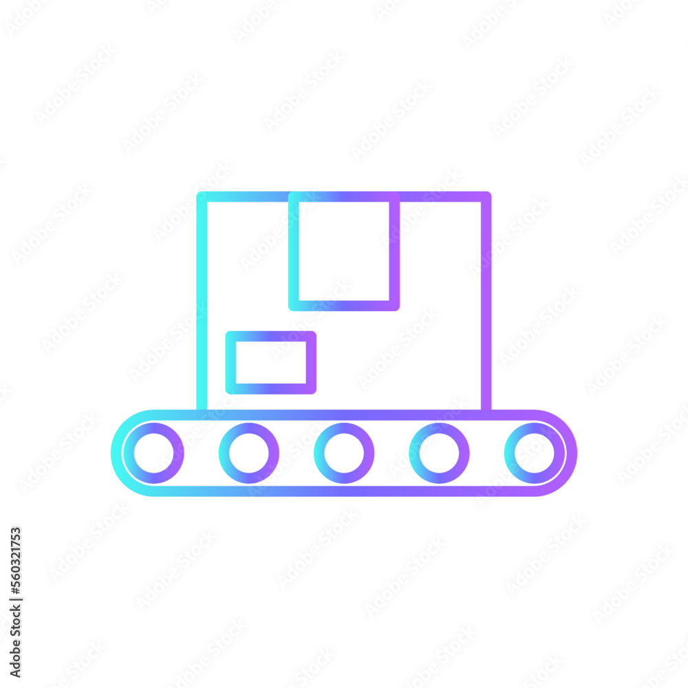 Conveyor delivery service icon with blue gradient outline style. Shipping sign symbol. Related to order tracking, delivery home, warehouse, truck, courier and cargo icons. Vector illustration Conveyor delivery service icon with blue gradient outline style. Shipping sign symbol. Related to order tracking, delivery home, warehouse, truck, courier and cargo icons. Vector illustration