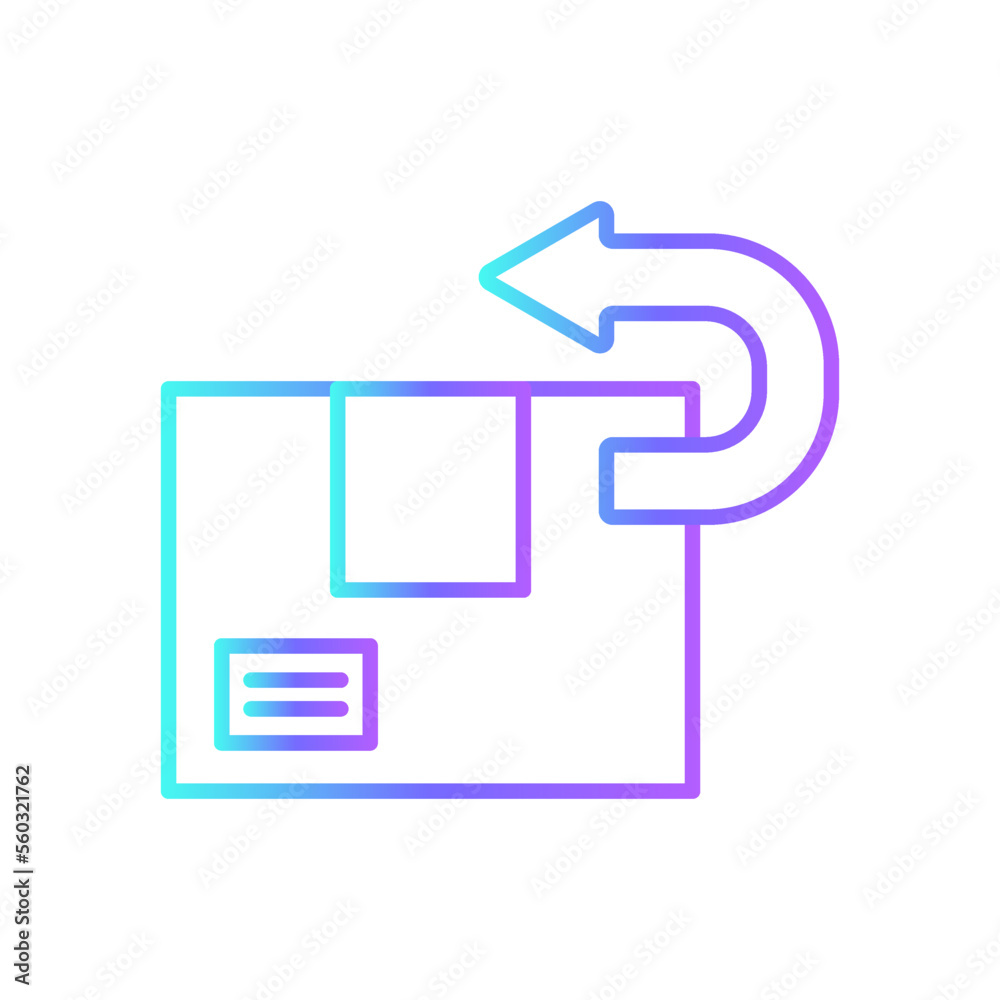 Return delivery service icon with blue gradient outline style. Shipping sign symbol. Related to order tracking, delivery home, warehouse, truck, scooter, courier and cargo icons. Vector illustration
