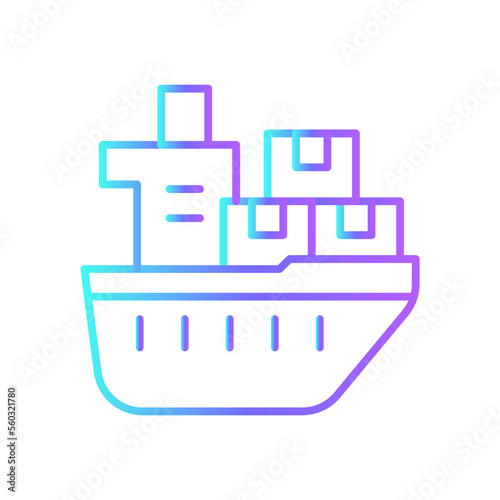 Ship delivery service icon with blue gradient outline style. Shipping sign symbol. Related to order tracking, delivery home, warehouse, truck, courier and cargo icons. Vector illustration