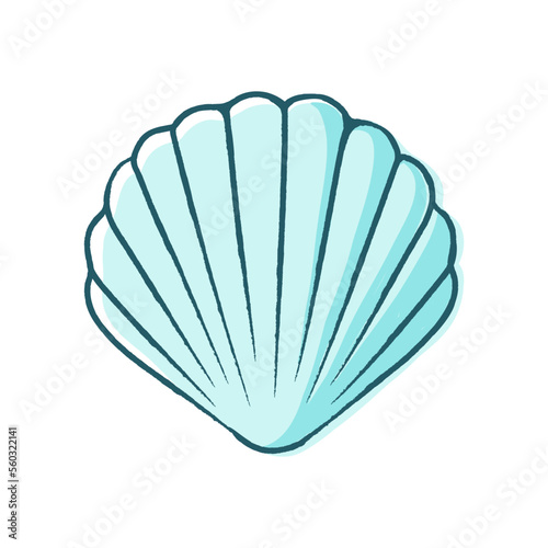Seashell clam vector illustration. Abstract boho sketch doodle style. Illustrations for menu, seafood restaurant design, resort hotel spa, surf boards. Wall Art Print, t shirt, phone case