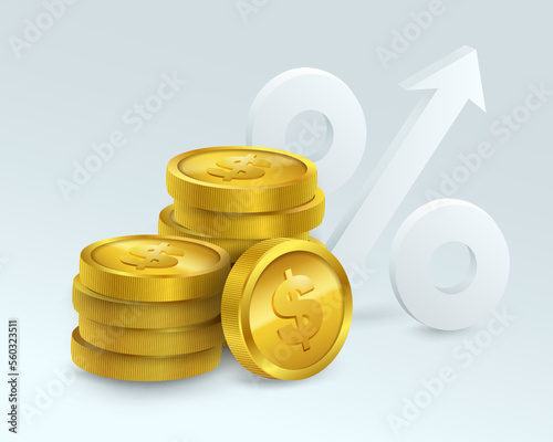 Increased money value gives more percentage. income growth, boost business revenue, investment return, fund raising, pension savings account.