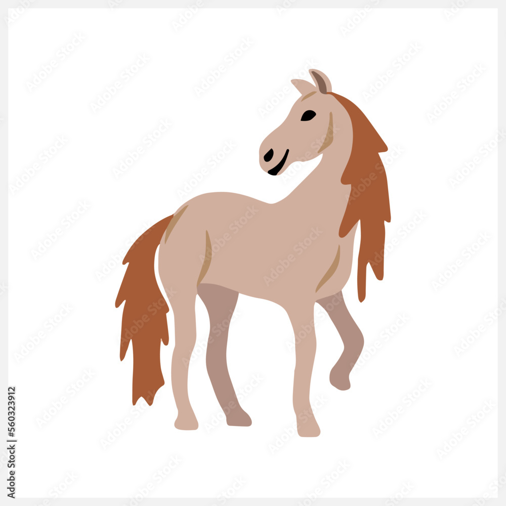 Horse clipart isolated. Cartoon Vector stock illustration. EPS 10