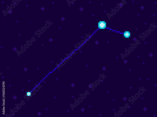 Equuleus constellation in pixel art style. 8-bit stars in the night sky in retro video game style. Cluster of stars and galaxies. Design for applications, banners and posters. Vector illustration