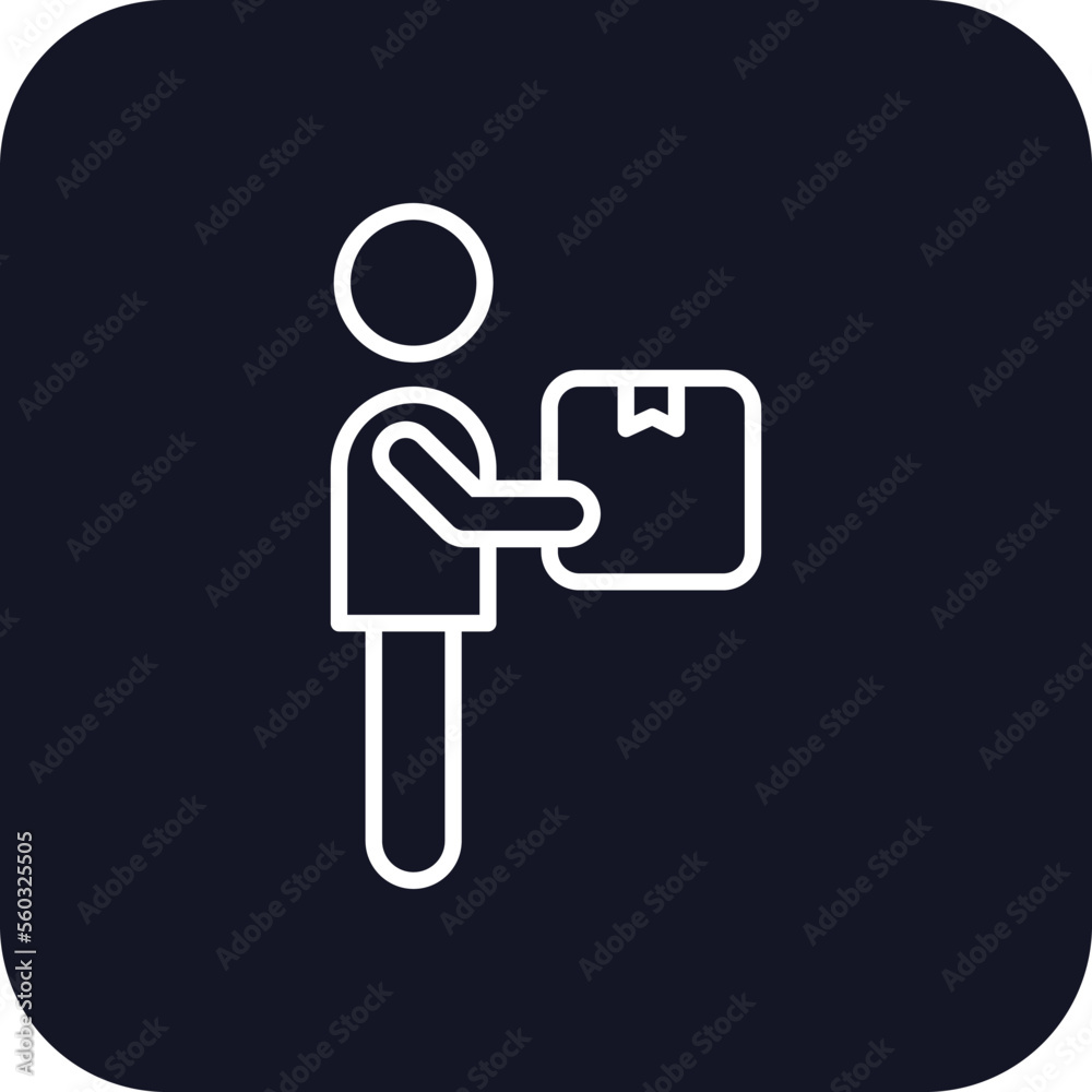 Delivery man delivery service icons with black filled outline style. Shipping logistics symbol sign. Simple vector illustration. Related to package, fee, fast courier