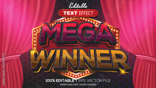 3D editable text effect mega winner theme