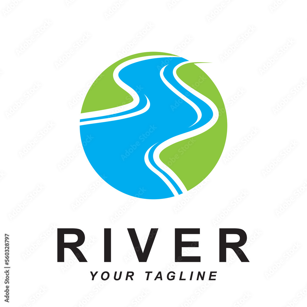 Obraz premium river logo vector with slogan template