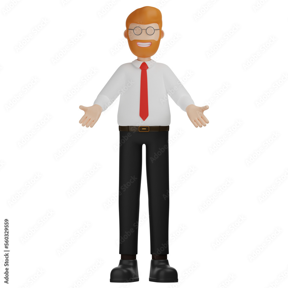 3D Character Man Presenting Something