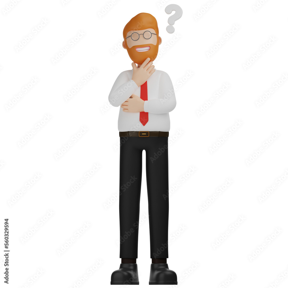 3D Character Man Thinking Question Mark Confuse 3D Character Man Thinking Question Mark Confuse