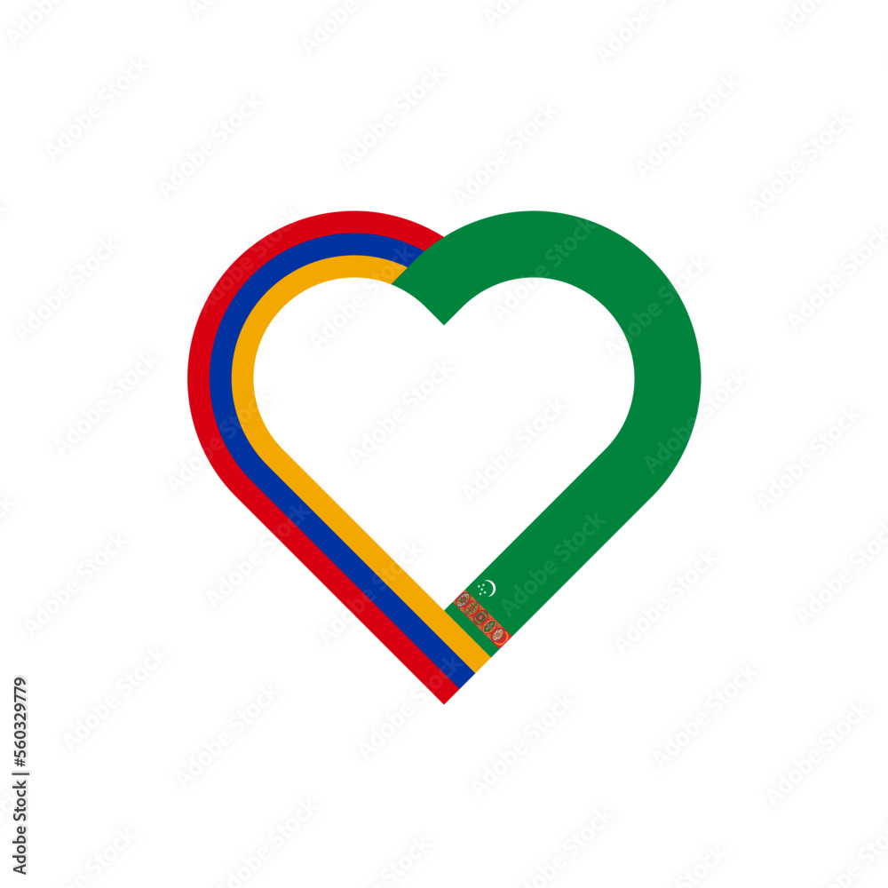 unity concept. heart ribbon icon of armenia and turkmenistan flags. vector illustration isolated on white background unity concept. heart ribbon icon of armenia and turkmenistan flags. vector illustration isolated on white background