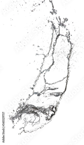 Shape form throw of Water splashes into drop water attack fluttering in air and stop motion freeze shot. Splash Water for explosion texture graphic resource elements  black background isolated
