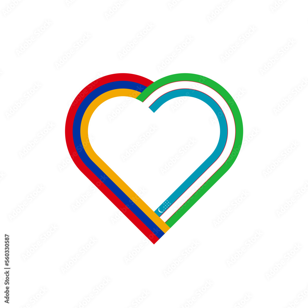 unity concept. heart ribbon icon of armenia and uzbekistan flags. vector illustration isolated on white background unity concept. heart ribbon icon of armenia and uzbekistan flags. vector illustration isolated on white background