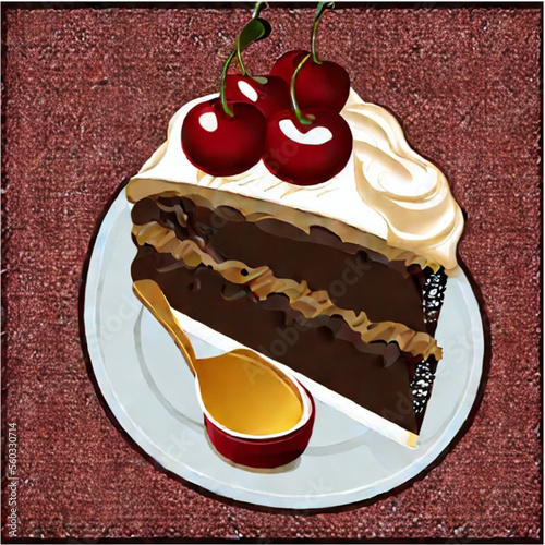Kirschtorte mit Kaffee