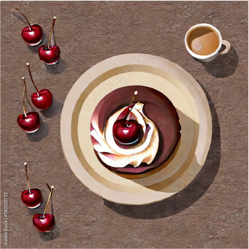 Kirschtorte mit Kaffee