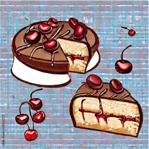 Kirschtorte mit Kaffee