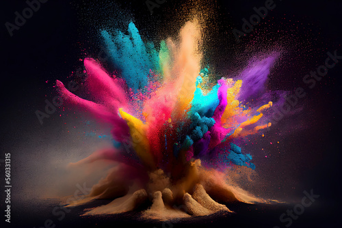 Multicolored Powder on Dark Background