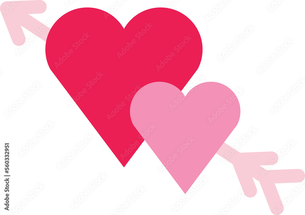 isolate valentine's day pink big hearts flat icon