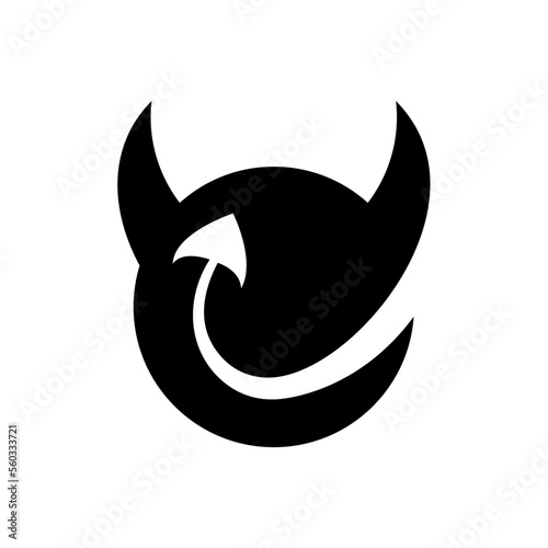 Black demon vector icon. Devil icon