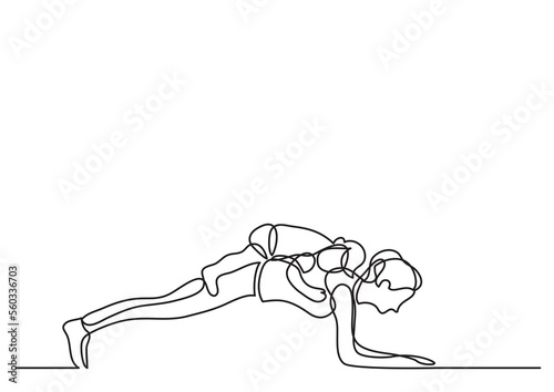 one line drawing mom doing pushups with her baby on back - PNG image with transparent background