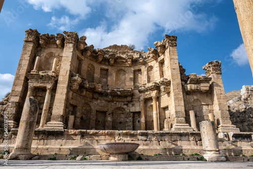 picturesque ruins of an ancient Greek city near the city of Jerash in Jordan on a sunny day