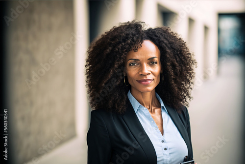 Generative ai middle age black businesswoman posing smiling happy and confident looking camera