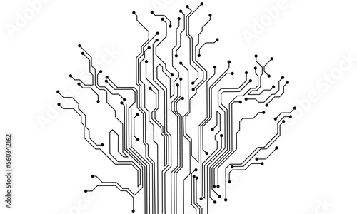 Black line circuit computer technology futuristic on white background design creative vector