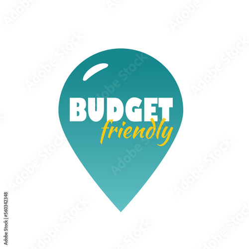 Quality badge budget friendly. Label, sticker, exclusive premium button. Vector illustration isolated icon saver.
