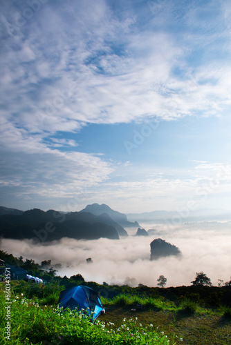 landscape of mountains fog  Phu Lanka National Park Phayao province north of Thailand © meen_na