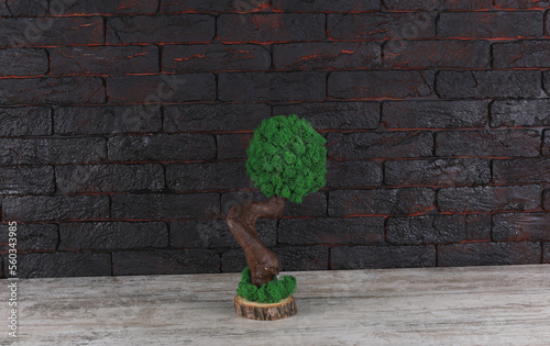 artificial tree on black background