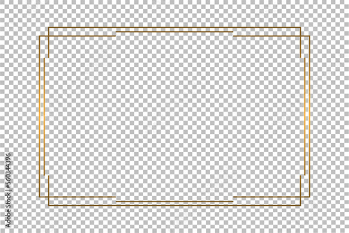 Luxury gold border isolated on transparent background. Glowing gradient effect rectangle curve frame. Vector illustration.