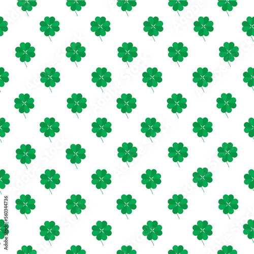 Pattern of green clover leaves for printing, trefoil, four-leaf clover