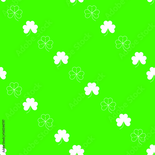 Pattern of green clover leaves for printing, trefoil, four-leaf clover