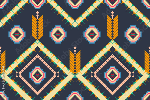 Seamless vector pattern with geometric ornament in ethnic motifs. Background for printing on paper, wallpaper, covers, textiles, fabrics, for decoration