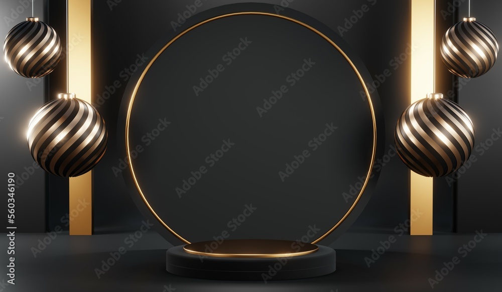 3D rendering of backdrop black podium background show room for black friday products on podium 3D rendering of backdrop black podium background show room for black friday products on podium